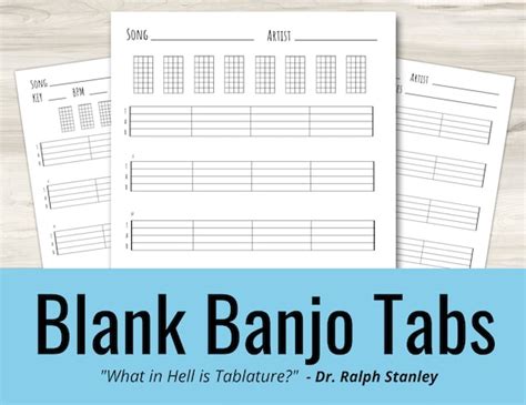 Banjo Blank Tabs And Chords Instant Printable Download Etsy