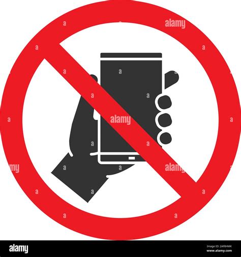 Forbidden Sign With Mobile Phone Glyph Icon No Smartphone Prohibition
