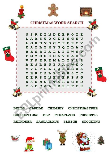 Christmas Word Search Esl Worksheet By Ayşimgüler
