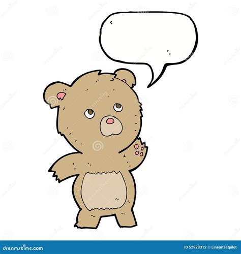 Cartoon Curious Teddy Bear With Speech Bubble Stock Illustration