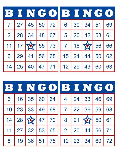 Free Printable Bingo Cards 1-75 Uk