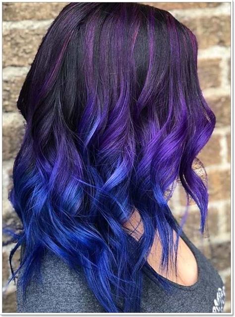 Purple To Blue Fade Colored Hair Tips Hair Color For Black Hair