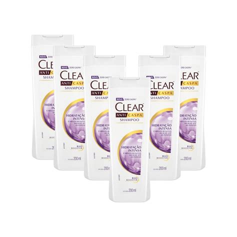 Kit 6 Shampoos Anticaspa Clear Women Hidratação Intensa 200ml Shopee