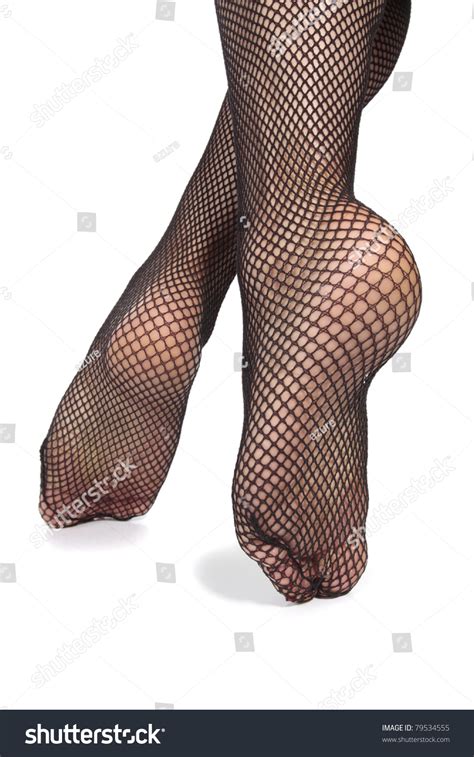 Woman Feet Wearing Fishnet Tights Over Stock Photo 79534555 Shutterstock