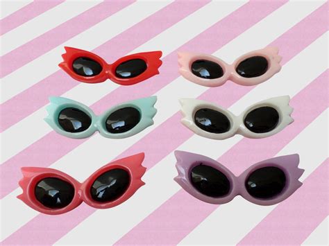 35mm kawaii pastel retro sunglasses decoden cabochons 6pc