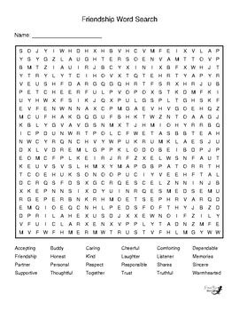 Friendship Word Search Teaching Resources TPT