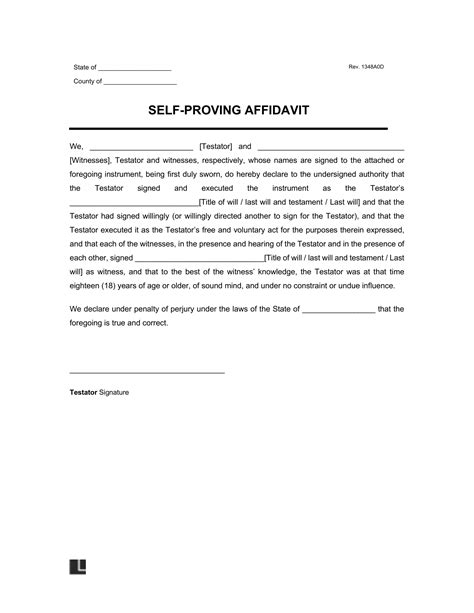 Free Self Proving Affidavit Form Pdf Word Title C