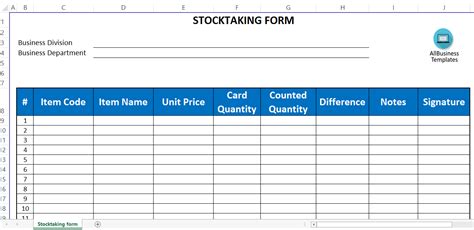 Stocktaking Template Excel Templates At