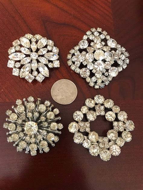 Vintage Rhinestone Pins Brooches Set Of Bridal Bouq Gem