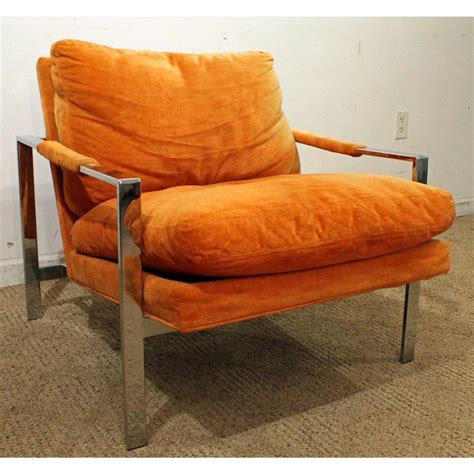 The story of thayer coggin furniture. Milo Baughman Orange Lounge Chair by Thayer Coggin Chrome ...