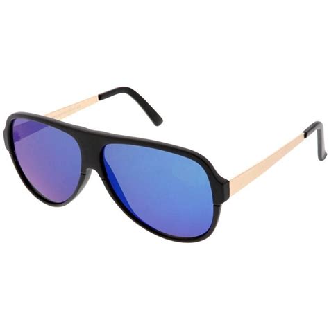 Retro Flat Top Aviator Sunglasses Oversize Color Mirror Flat Lens 58mm Metal Aviator