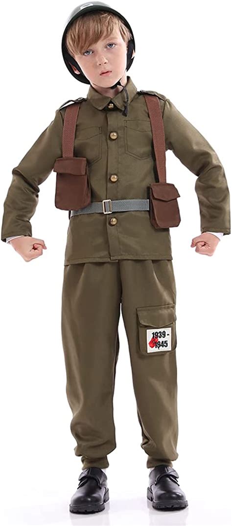 Army Soldier Costume Kids，unisex Wwii Soldier Dress Up With