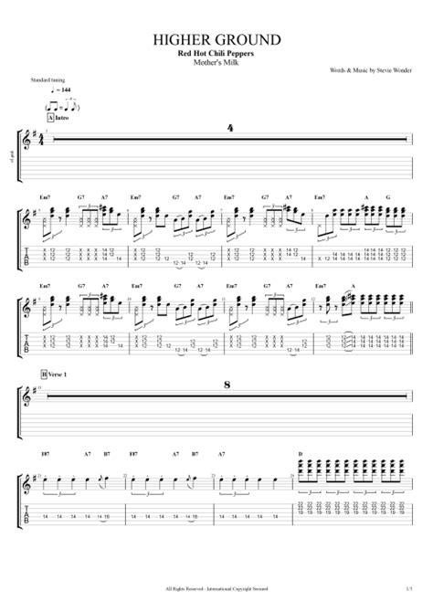 Higher Ground By Red Hot Chili Peppers Full Score Guitar Pro Tab