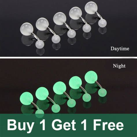 1pcs Luminous Acrylic Belly Button Rings Barbell Surgical Steel Navel