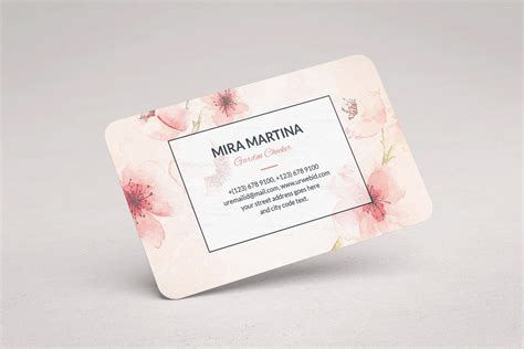 pink floral business card design 002446 template catalog