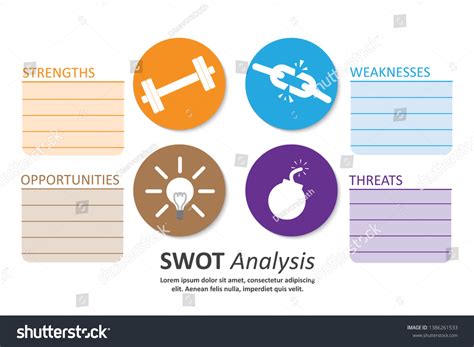 Swot Analysis Table Template Strength Weaknesses Stock Vector Royalty