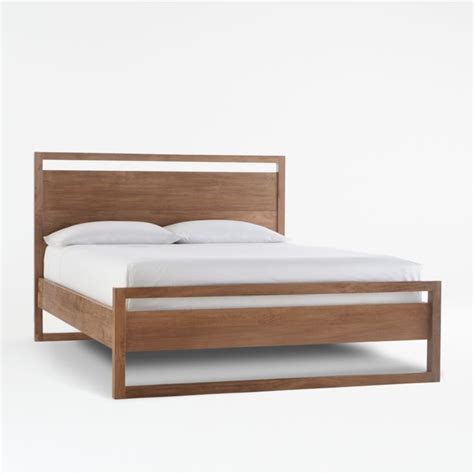Linea Natural Teak Wood Queen Bed Reviews Crate And Barrel