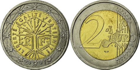 France 2 Euro 2001 Bi Metallic Gadoury8 Km1289 European Coins