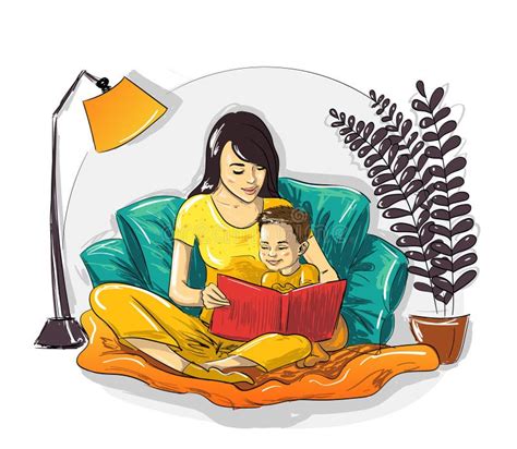 mom with son reading book at home stock vector illustration of mother read 164651481