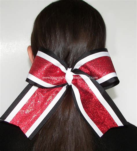 Sparkly Red Black Big Cheer Bow Sparkly Red Cheerleader