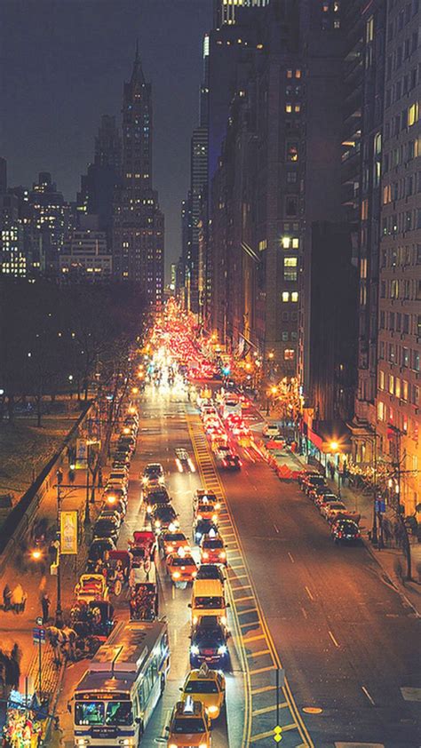 Busy New York Street Night Traffic Iphone 6 Wallpaper Download Iphone