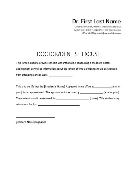 12 Doctors Note Templates For Work And School In Ms Word