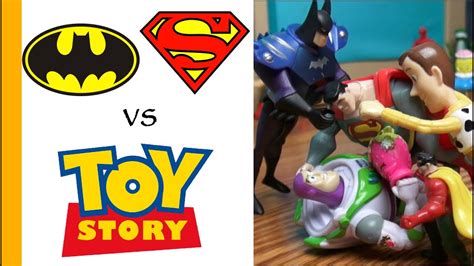Superman And Batman Toys Vs Woody And Buzz Toy Story 4 Parody