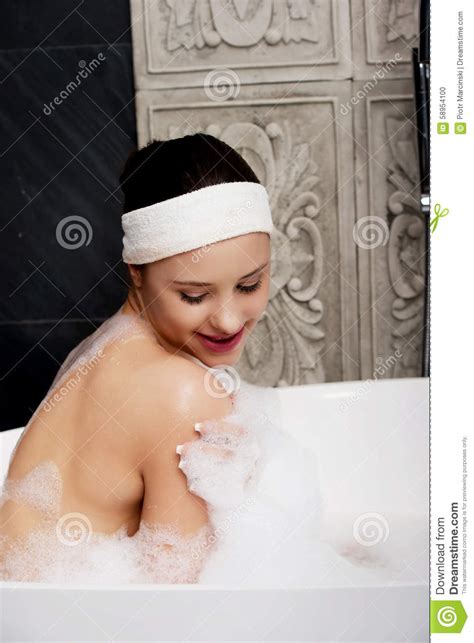 Bathing Woman Relaxing In Bath Stock Photo Image Of Naked Beautiful