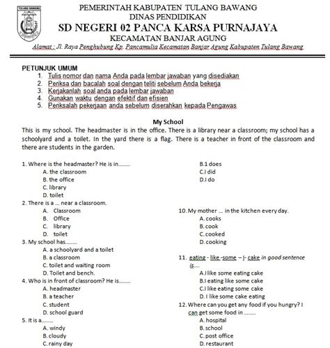 Contoh Soal Bahasa Inggris Tentang Simple Past Tense Dan Jawaban