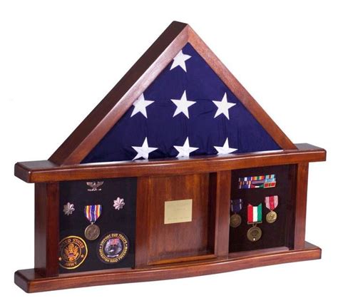 Military Medal Shadow Box For Larger Memorial Flag With Display Case