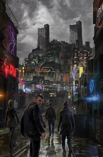 Dystopia Cyberpunk Futuristic Hologram Futurism Artwork Found