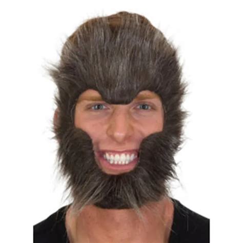 Werewolf Face Scary Hairy Gray Wolf Beast Monster Adult Halloween