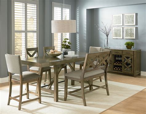 Dining room & bar furniture : Standard Furniture Omaha Grey 6 Piece, Counter Height Trestle Table Dining Set - Dunk & Bright ...
