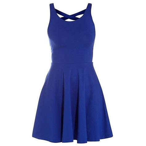 Royal Blue Cross Back Skater Dress Found On Polyvore Royal Blue Color Dress Royal Blue Dress
