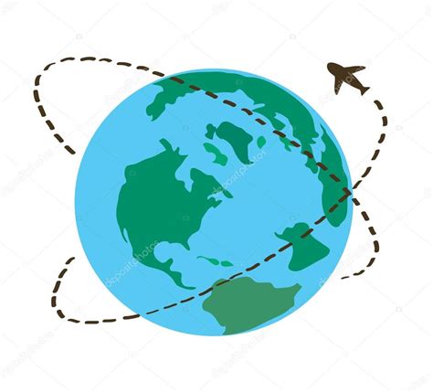 Plane Travel Around The World Symbol Vector Stock Vector Image By ©h