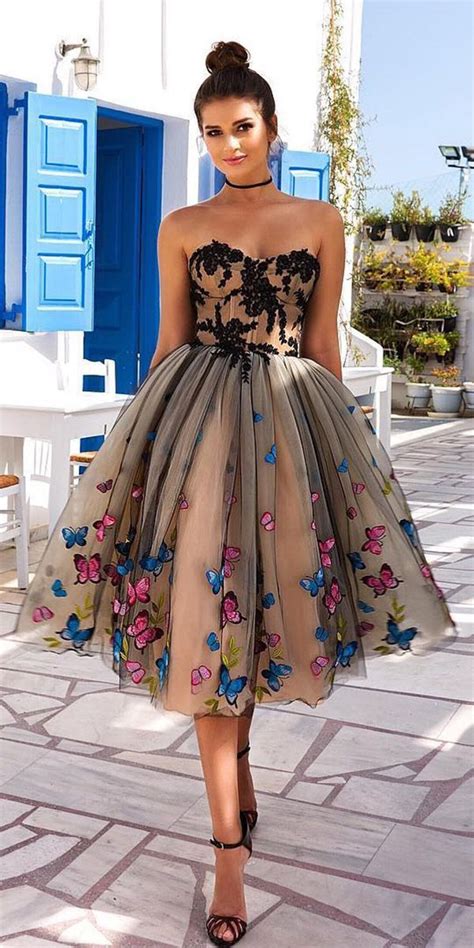 Wedding Guest Dresses Summer Tea Length Sweethart Strapless Modern