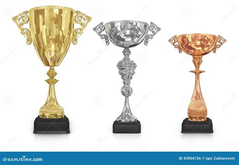 Goldensilver And Bronze Trophies Stock Photo Image Of Sport