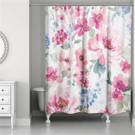 Designs Direct Watercolor Floral Shower Curtain In Pink In 2020