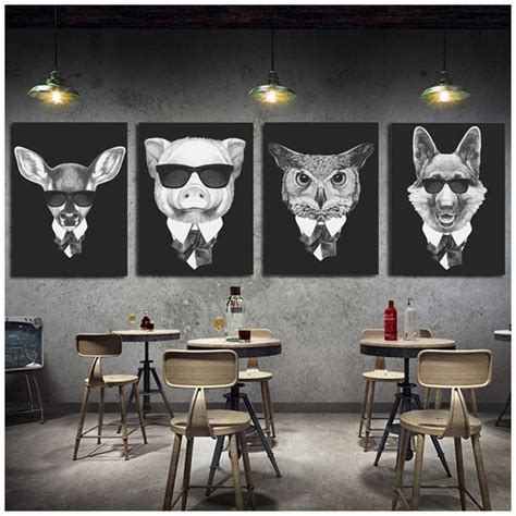 Gallery Wall Set Of 4 Gangsta Animal Prints Funky Wall Art Nordic