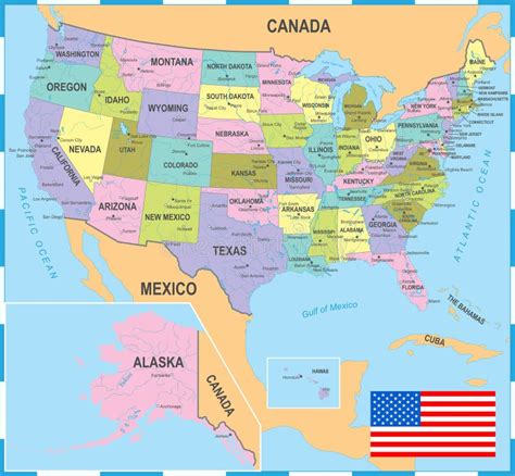 De Kaart Van De Verenigde Staten Van Amerika Door Gebieden Wordt