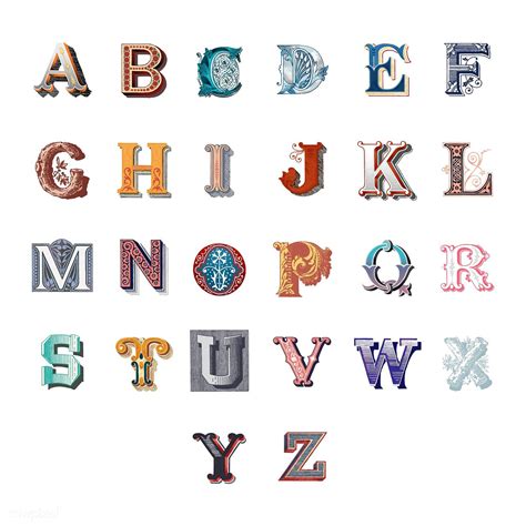 Download Premium Vector Of The Alphabet Set Of Capital Vintage Letters