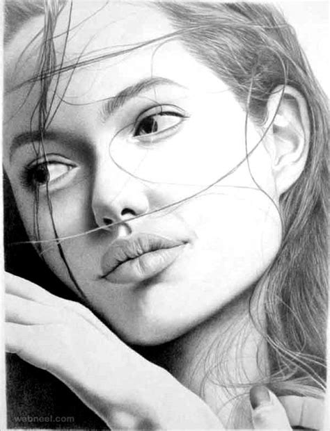 Portrait Drawing Angelina Jolie Easy Pencil Drawings Amazing Drawings