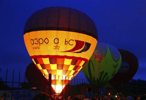 Hot Air Balloon Starting To Fly In Evening Sky Editorial Stock Photo