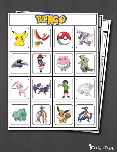 Pokemon Bingo Game Printable Set Of 15 Home And Garden Greeting Cards