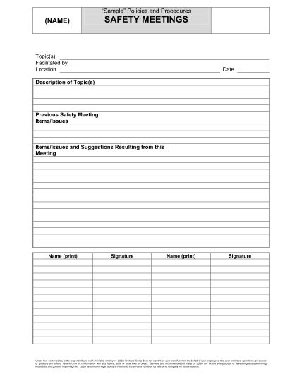 95 Free Osha Safety Meeting Forms Free To Edit Download And Print