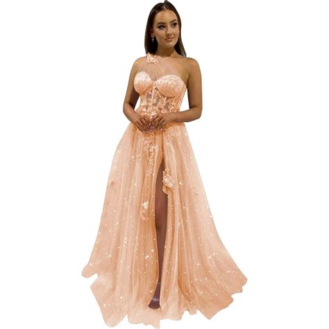 shop for creative other elegant sparkly lace appliques one shoulder prom dress 2023 unique