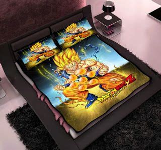 Float on a bed covered in smooth silk or rely on the luxury and practicality of egyptian cotton. dragon ball queen size, Dragon ball Z bedroom set, Dragon ...
