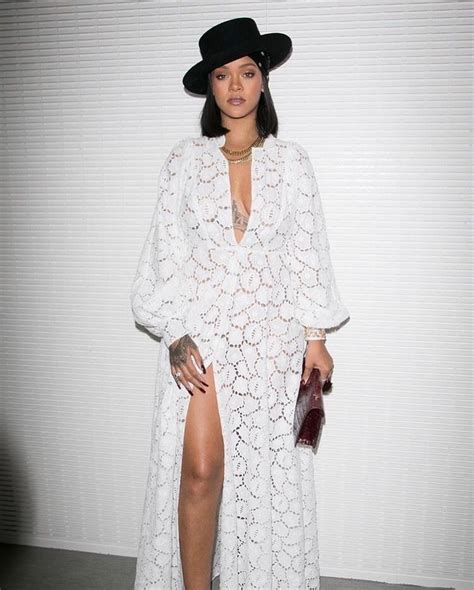 Rihanna Wearing Dior All White Dress And Chopard Earringsidont Member