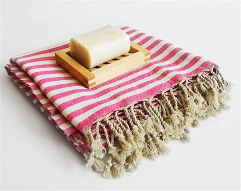 Bathstyle Turkish Bath Towel Peshtemal Pink Natural Knit Etsy
