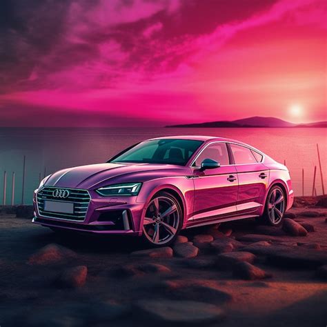 Premium Ai Image An Audi A5 Sportback In Pink Flying Through A Sunset